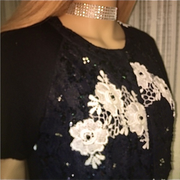 ST JOHN Cocktail dress & matching jacket glass beads, lace, sequins - Picture 6 of 10